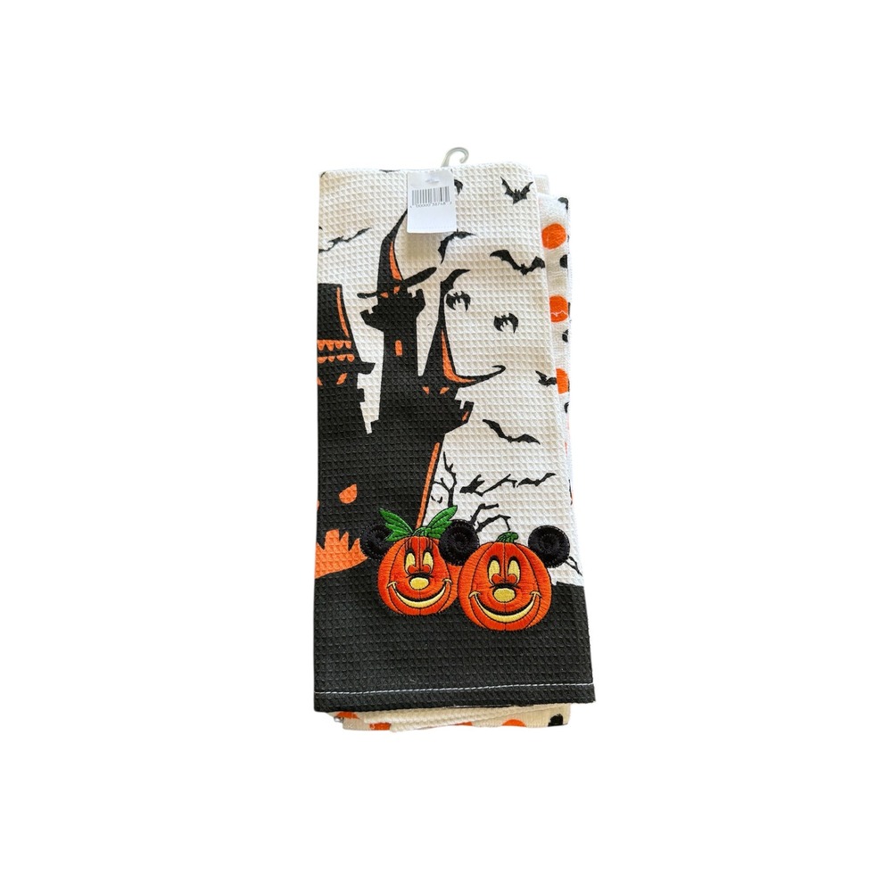 Disney Parks Halloween‎ Mickey Minnie Pumpkin Haunted Castle Kitchen Towel Set